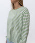 Ollie Stripe LS Ringer | Moss/Off White