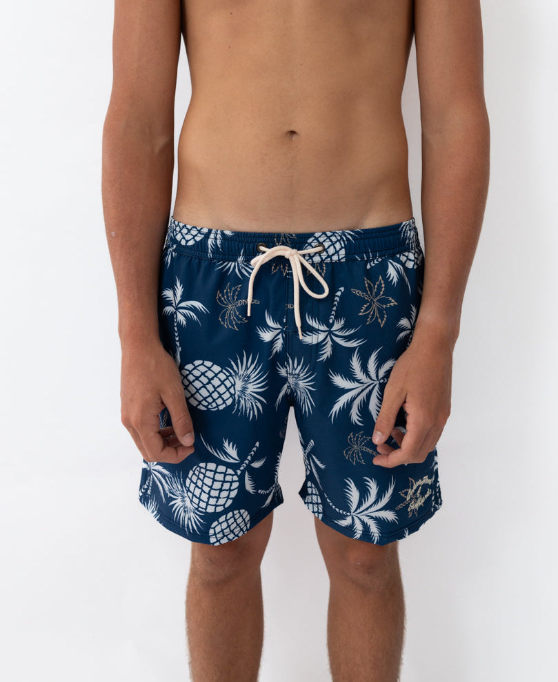 Pine Palm Elastic Waist Boardie | Vintage Navy