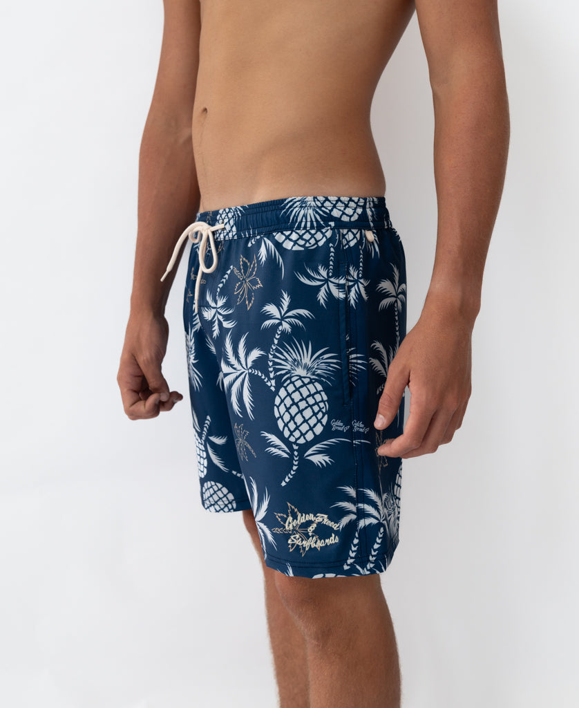 Pine Palm Elastic Waist Boardie | Vintage Navy
