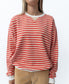 Ralph Stripe Ringer Crew | Wash Red/Beige