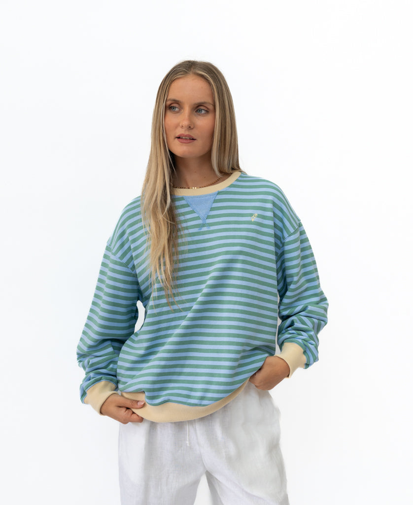 Ralph Stripe Ringer Crew | Finch / Moss