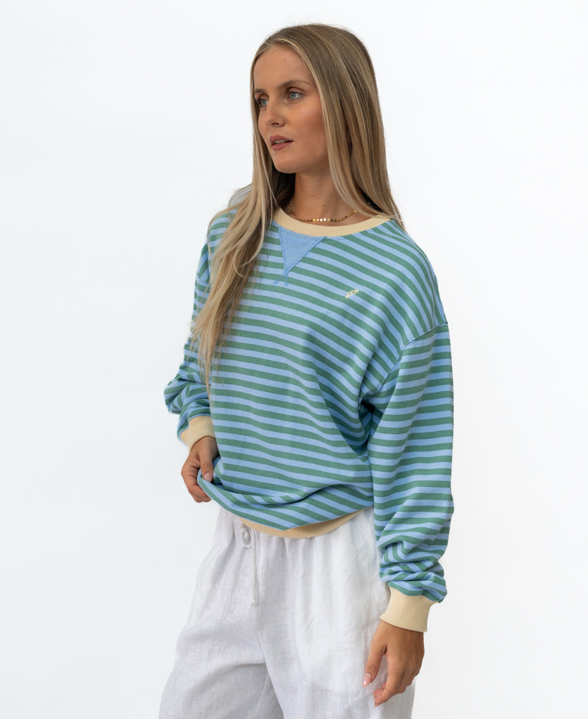 Ralph Stripe Ringer Crew | Finch / Moss