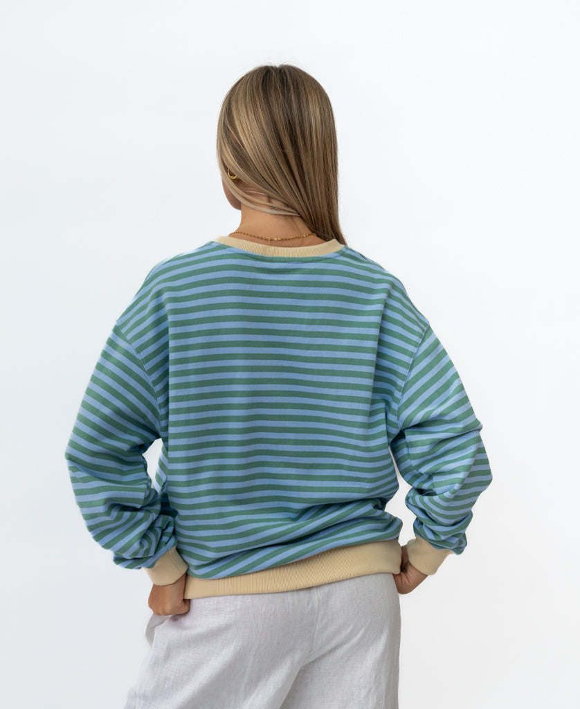 Ralph Stripe Ringer Crew | Finch / Moss