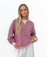 Ralph Stripe Ringer Crew | Baby Pink / Plum