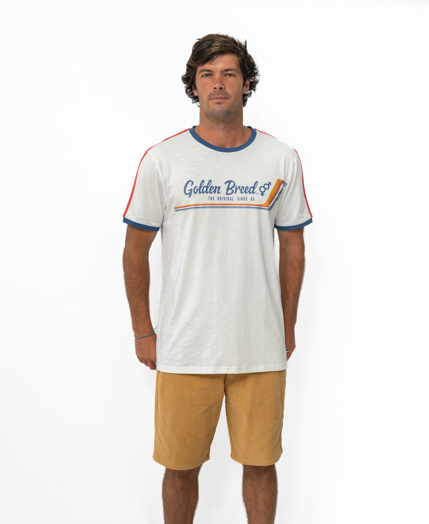 Golden Breed Retro Ringer Tee | Off White - T-Shirts