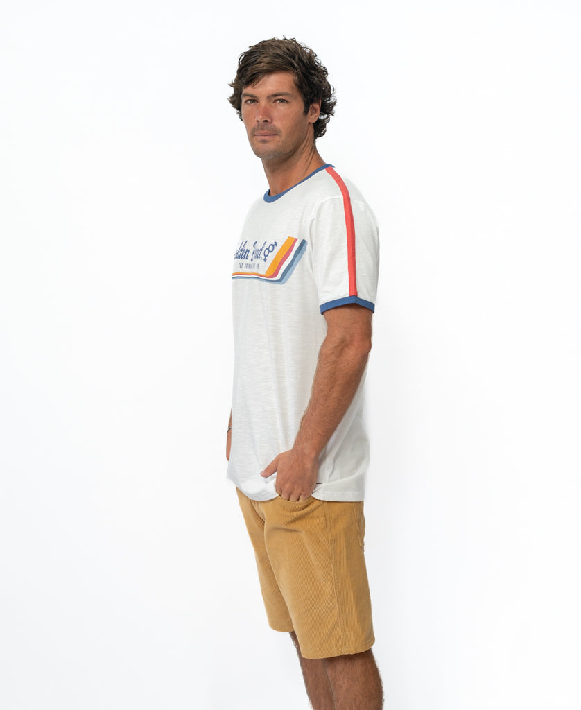 Golden Breed Retro Ringer Tee | Off White - T-Shirts