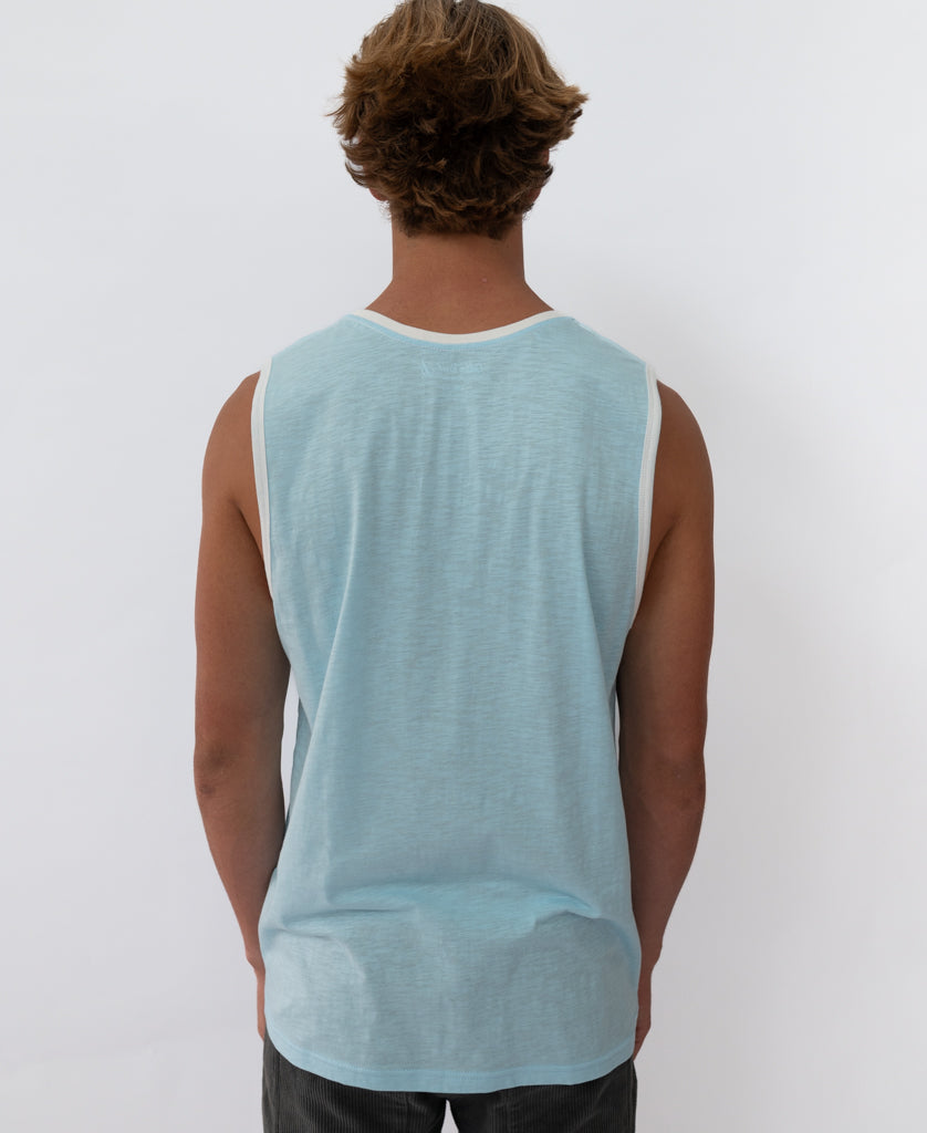 Retro Ringer Muscle Top | Turquoise