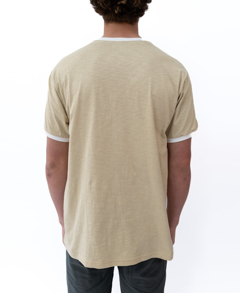 Golden Breed Retro Ringer Tee | Pebble - T-Shirts