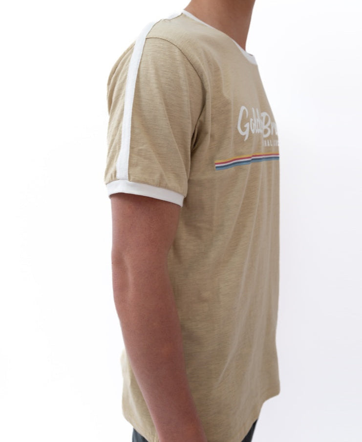 Golden Breed Retro Ringer Tee | Pebble - T-Shirts