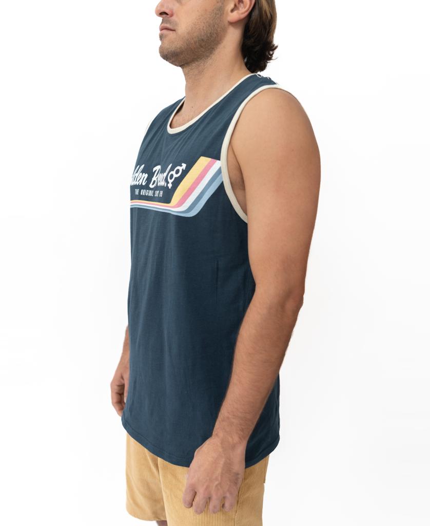 Retro Ringer Muscle Top | Navy