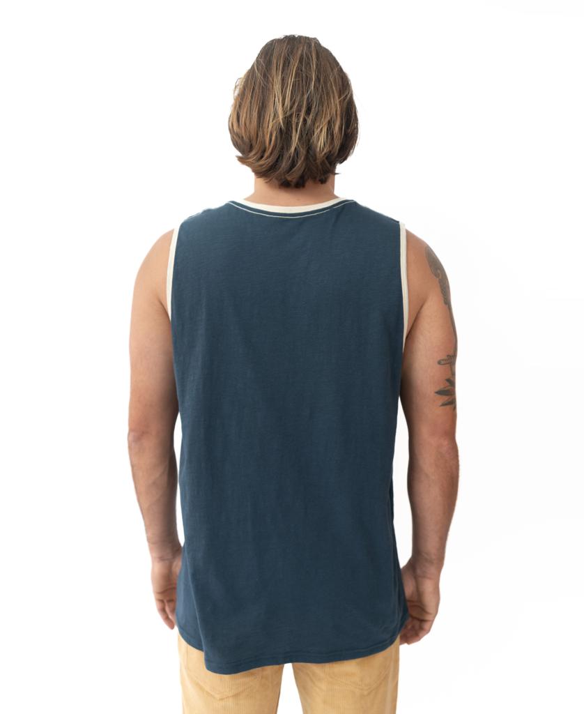 Retro Ringer Muscle Top | Navy