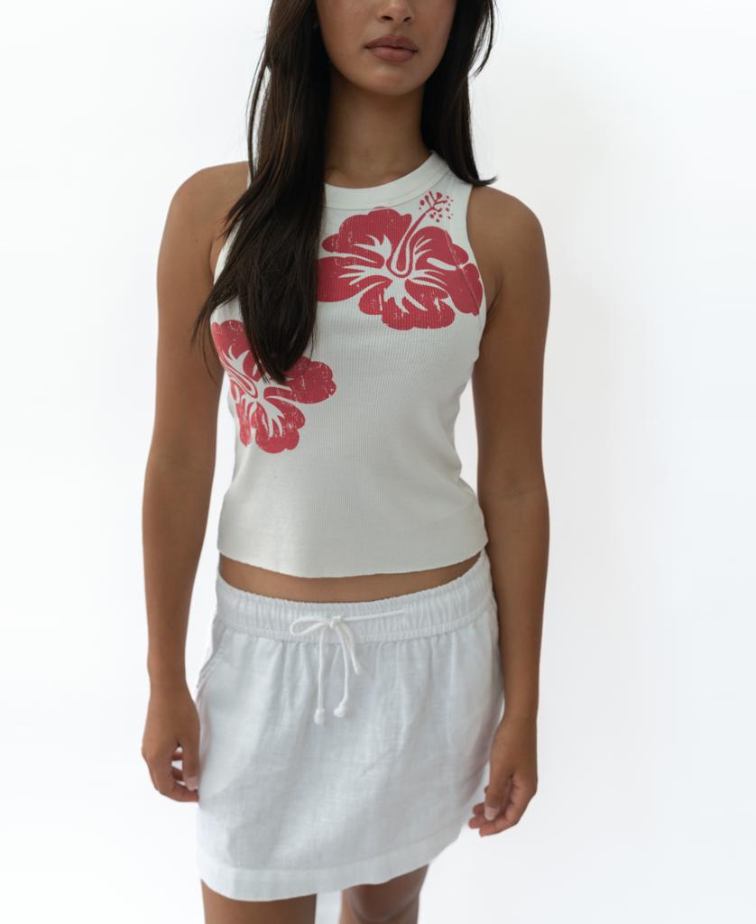 Rosa Hibiscus Tank | Wash Red