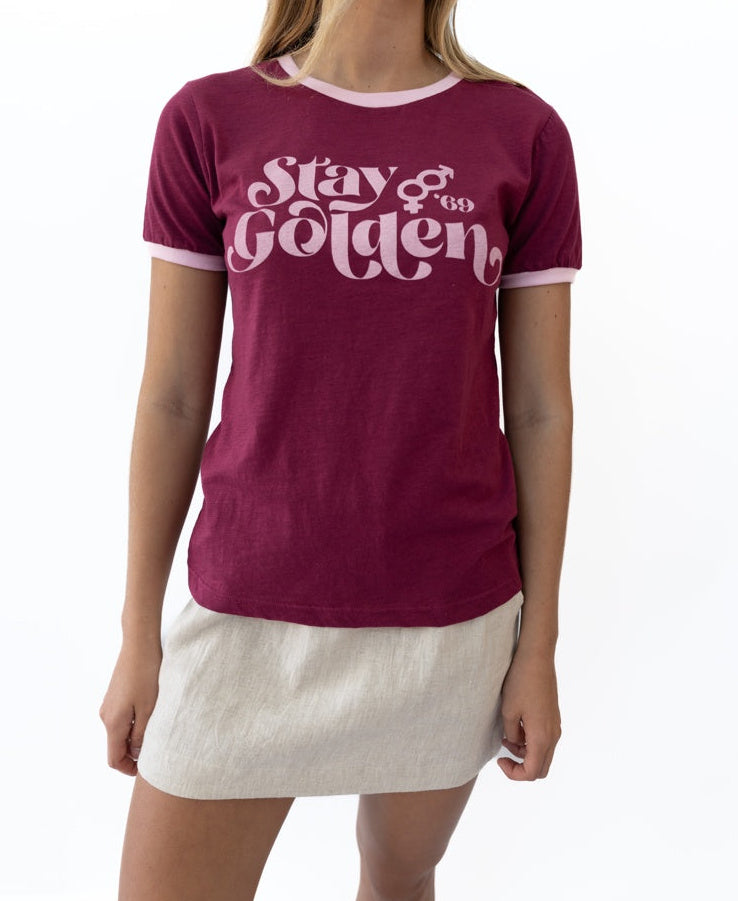 Golden Breed Stay Golden Ringer | Plum - T-Shirts