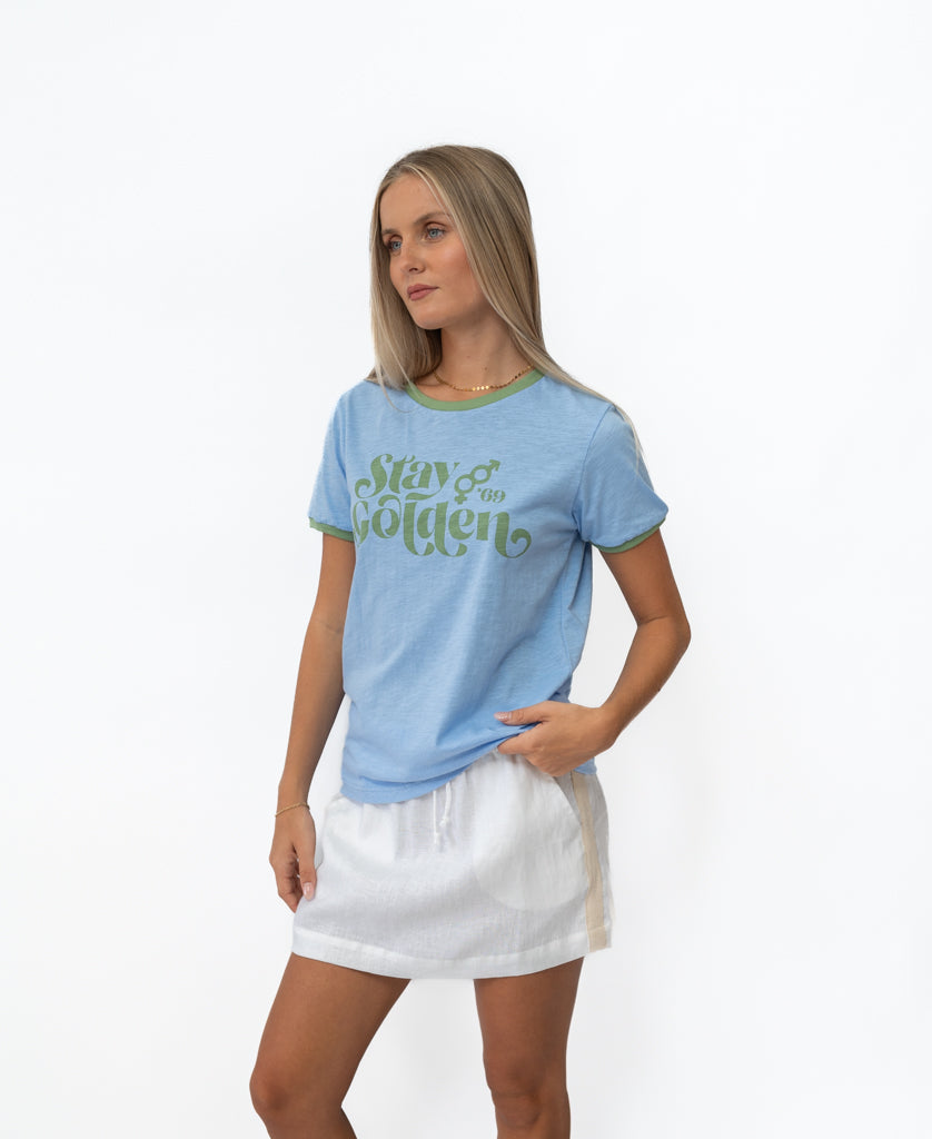 Golden Breed Stay Golden Ringer | Finch / Moss - T-Shirts