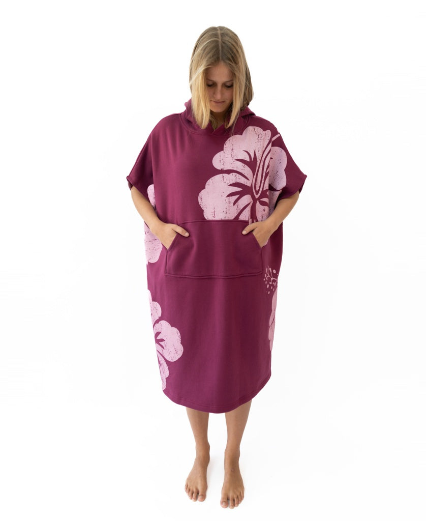 Surf Poncho Hibiscus | Plum