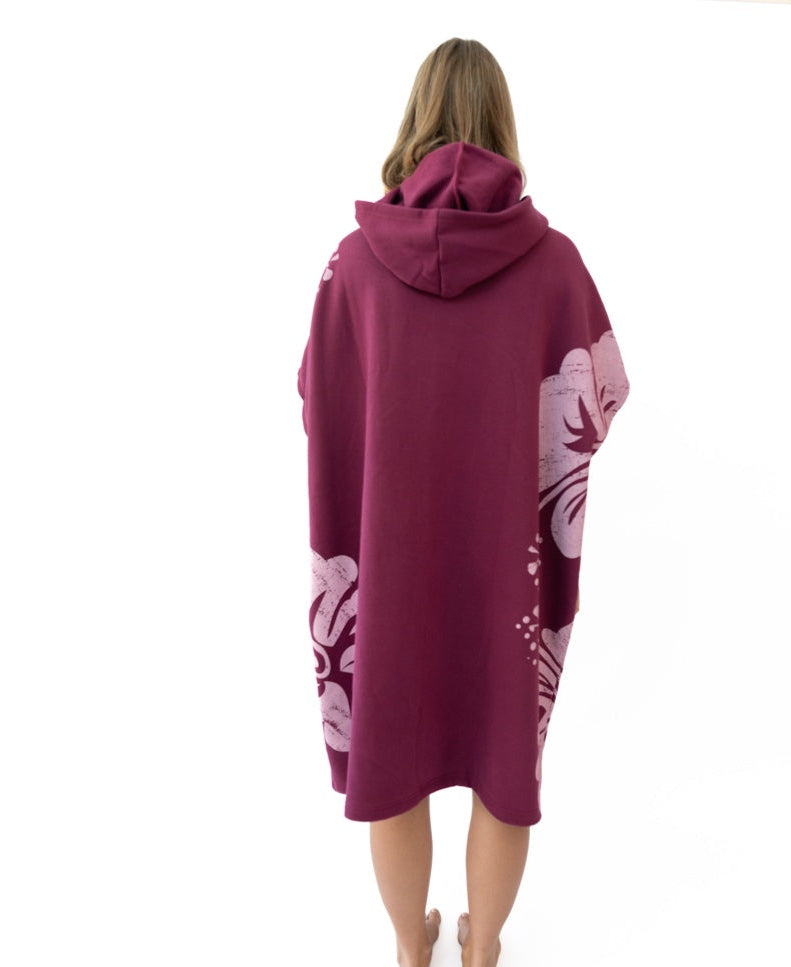 Surf Poncho Hibiscus | Plum