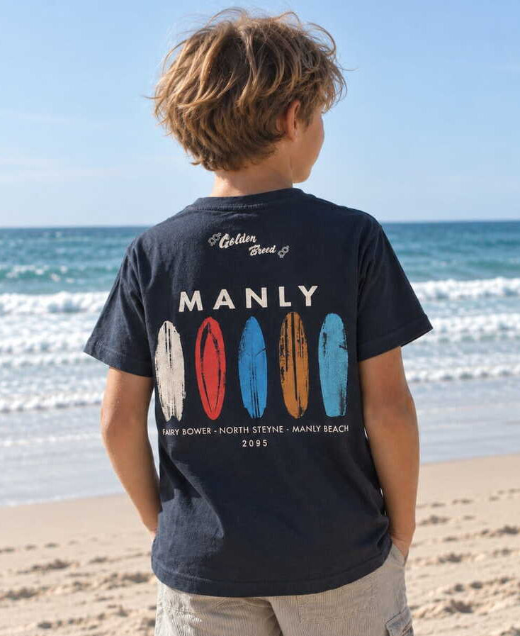 Golden Breed Manly Boards Kids Tee | Navy - T-Shirts