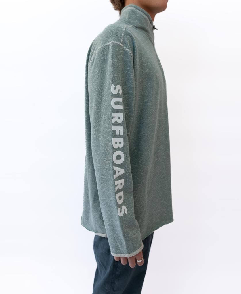Gordon & Smith G&S 1/4 Zip Surfboards Rag Top | Surf Green Marle - Sweatshirts
