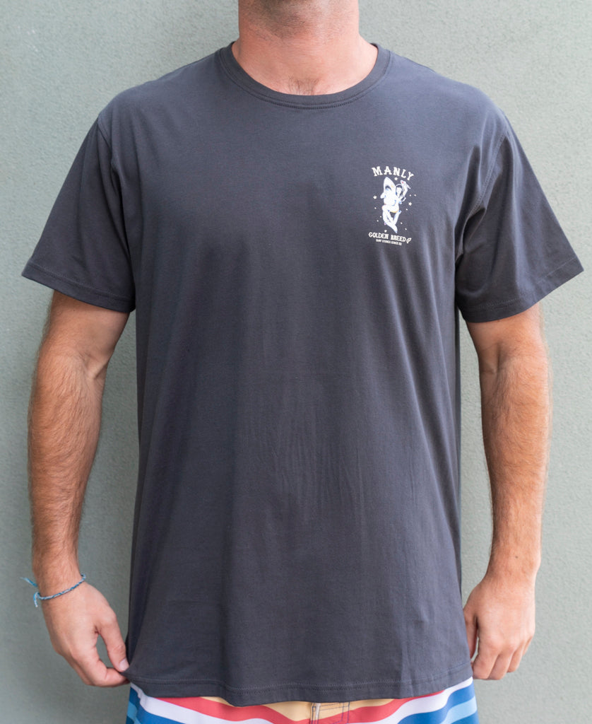 Manly Shark Girl Tee | Wash Black