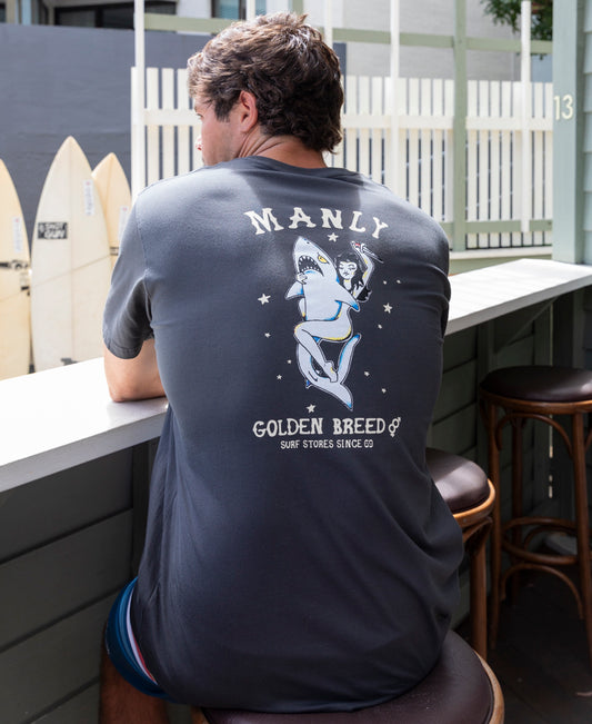 Manly Shark Girl Tee | Wash Black