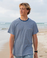 Golden Breed Picket Stripe Tee | Navy - T-Shirts