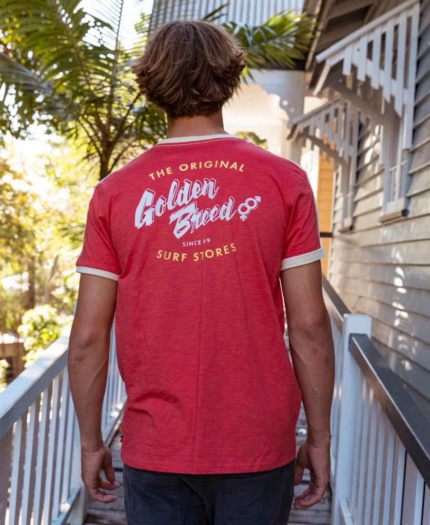 Golden Breed Break Ringer Tee | Wash Red - T-Shirts