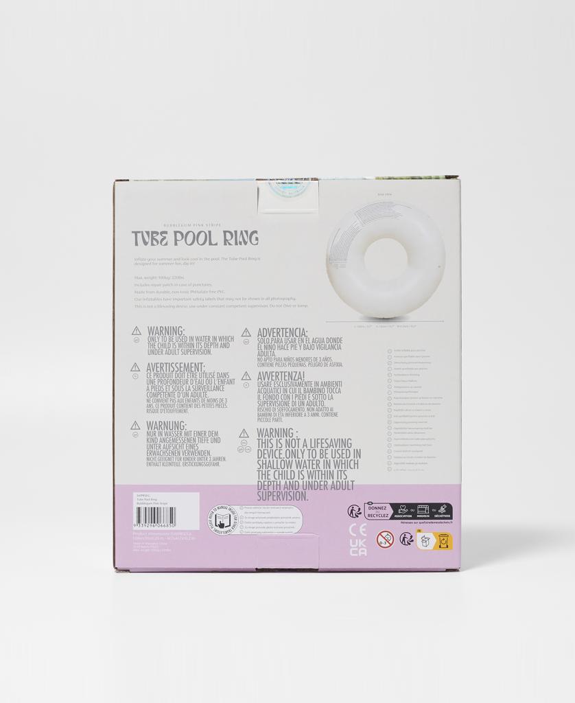 Tube Pool Ring | Bubblegum Pink Stripe