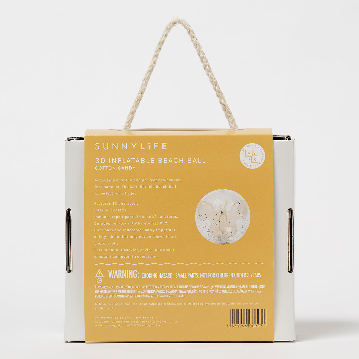 3D Inflatable Beach Ball | Cotton Candy Glitter