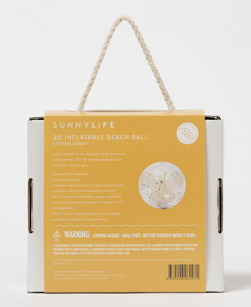 Sunny Life 3D Inflatable Beach Ball | Cotton Candy Glitter - Beach Balls