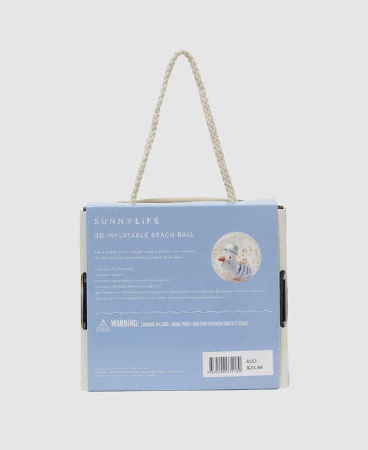 3D Inflatable Beach Ball Sammy the Seagull | Blue Stripe