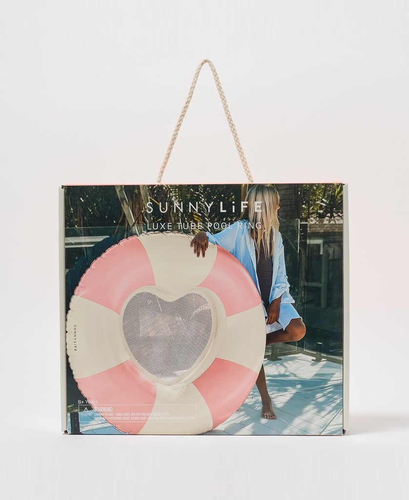 Sunny Life Luxe Tube Pool Ring Stole My Heart | Pink Stripe - Pool Floats