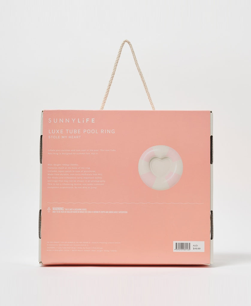 Sunny Life Luxe Tube Pool Ring Stole My Heart | Pink Stripe - Pool Floats