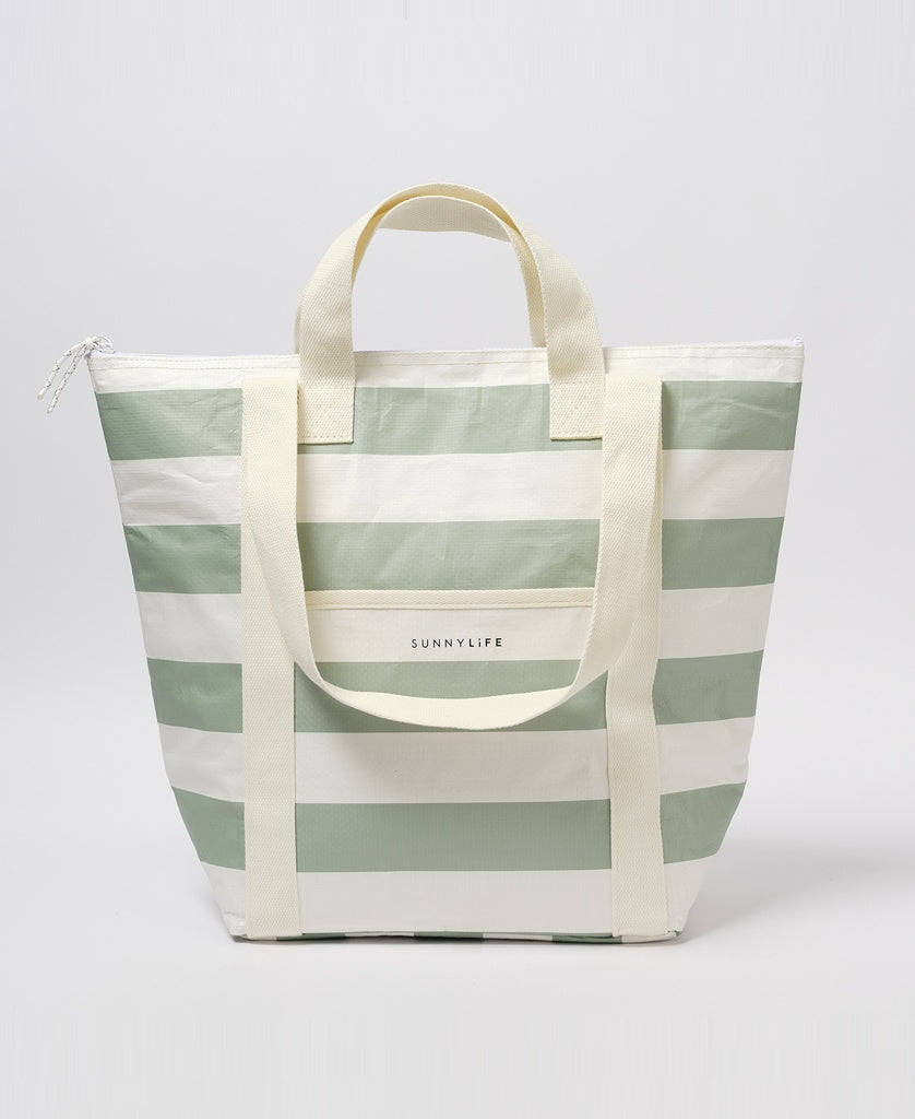 Light Cooler Tote La Palma  | Sage Stripe