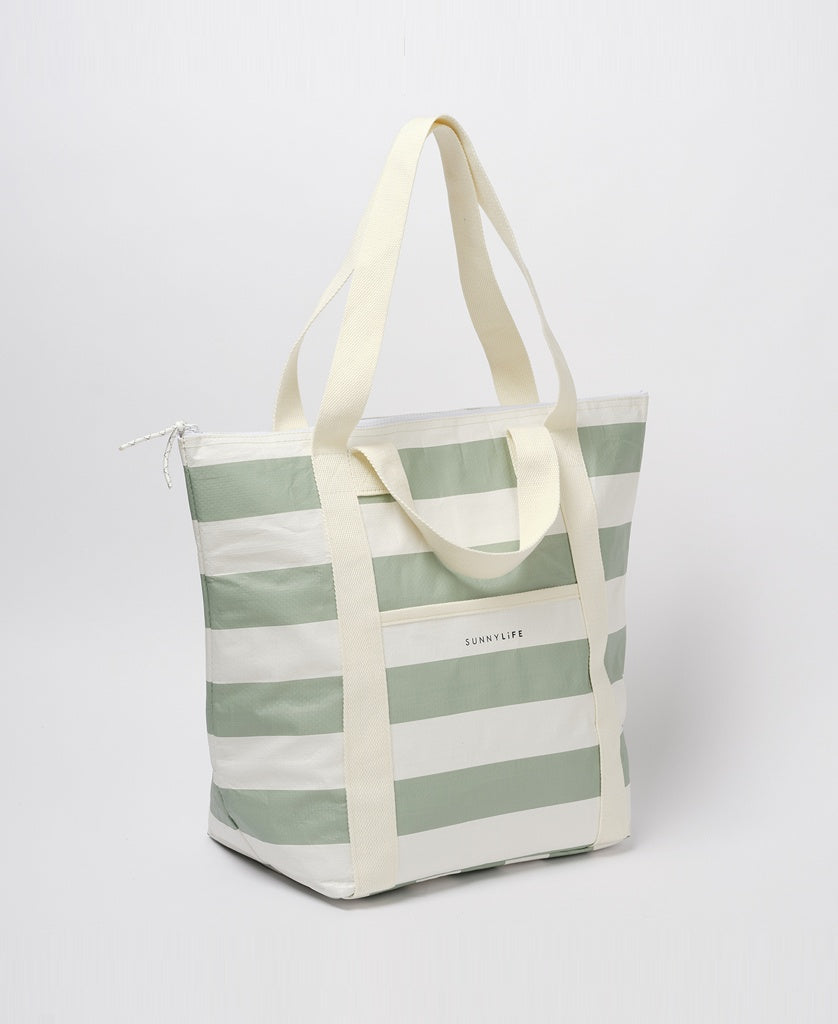 Light Cooler Tote La Palma  | Sage Stripe