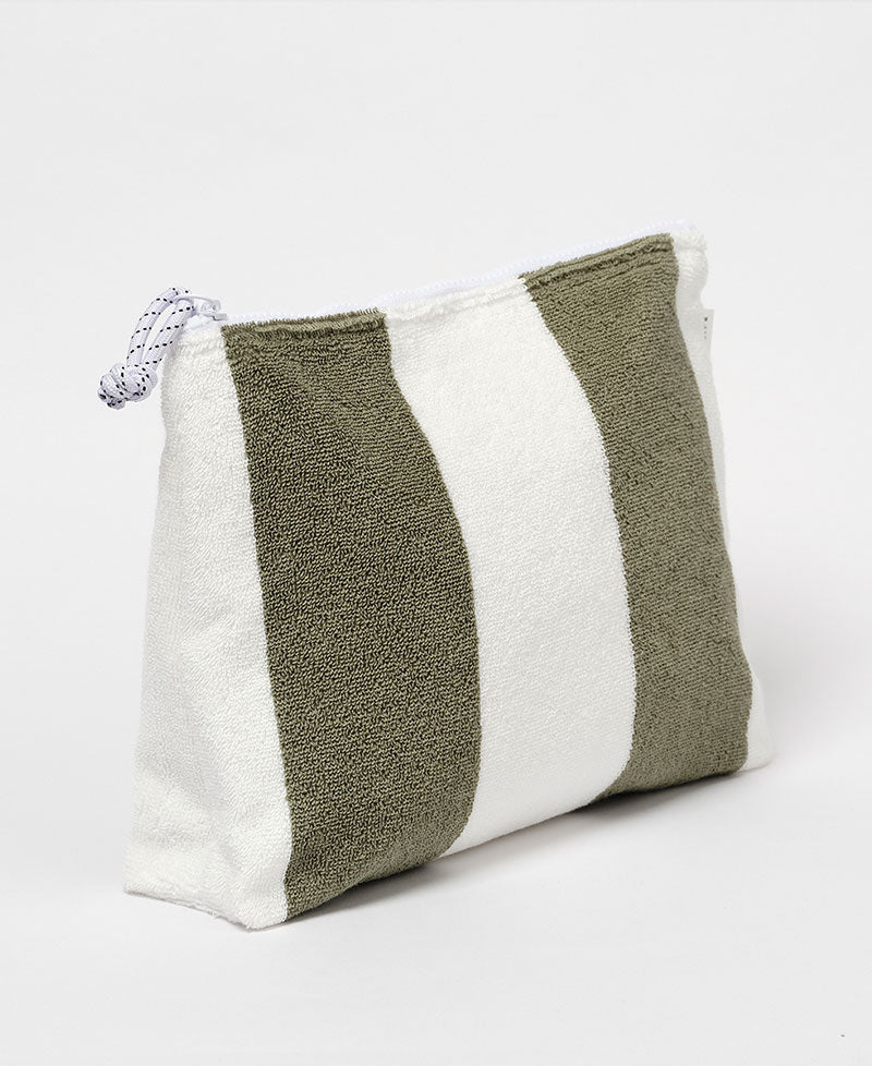 Sunny Life Terry Beach Pouch The Vacay Olive Stripe - Beach Bags