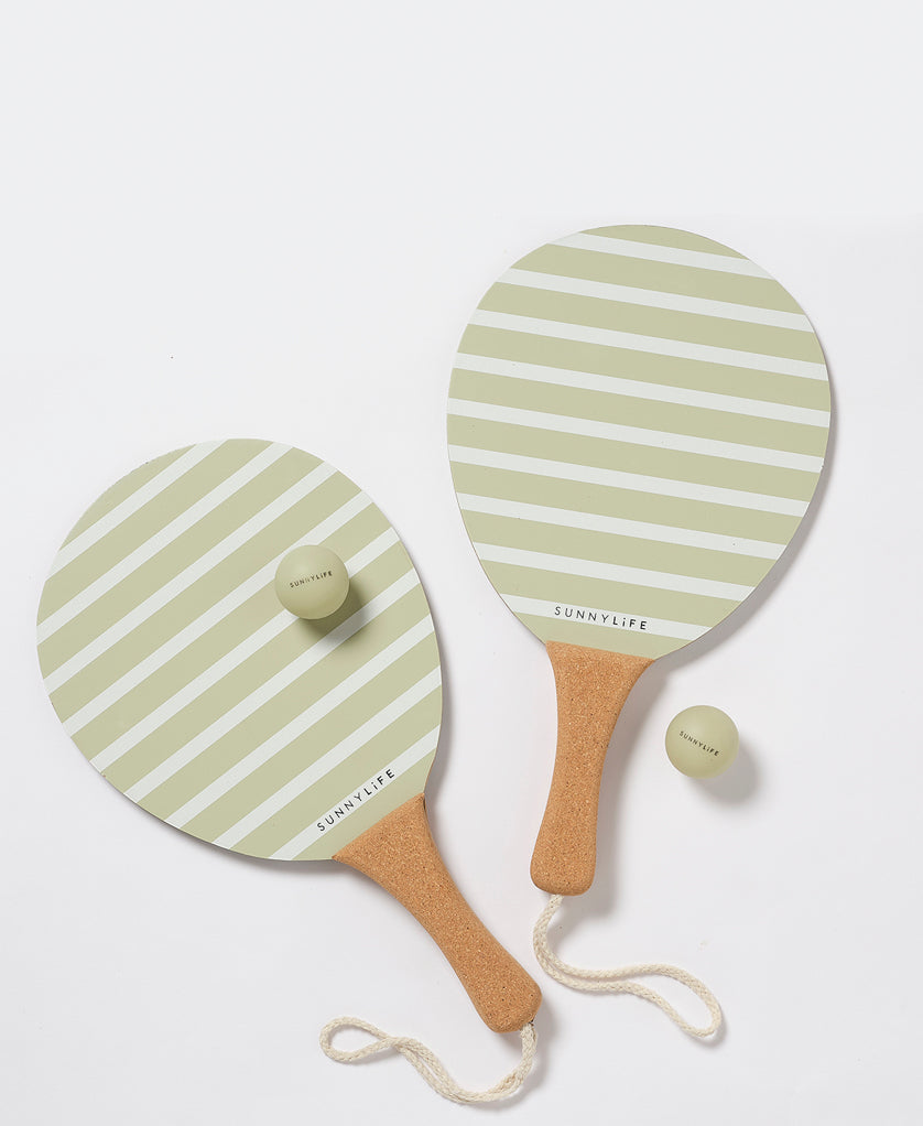 Sunny Life Vintage Beach Paddles | La Palma Sage Stripe - Paddle Ball Sets