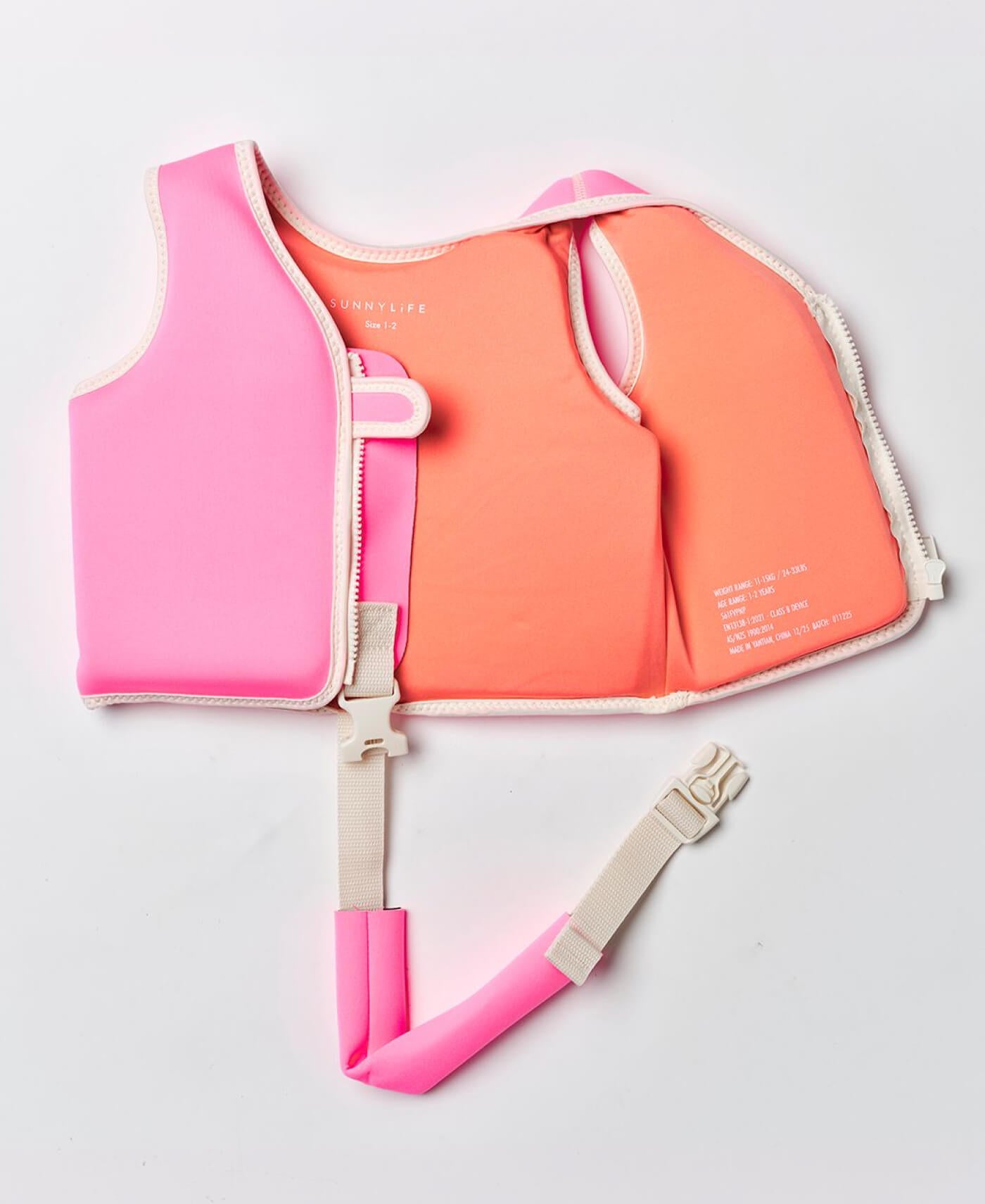 Sunny Life Kids Swim Vest 1-2 Poppy the Peach Neon Pink - Swim Vests