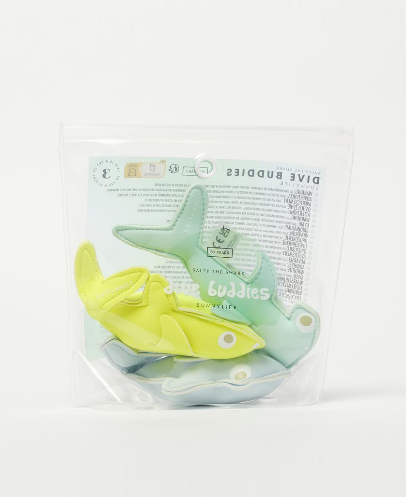 Salty the Shark Dive Buddies | Aqua Neon Yellow Set of 3