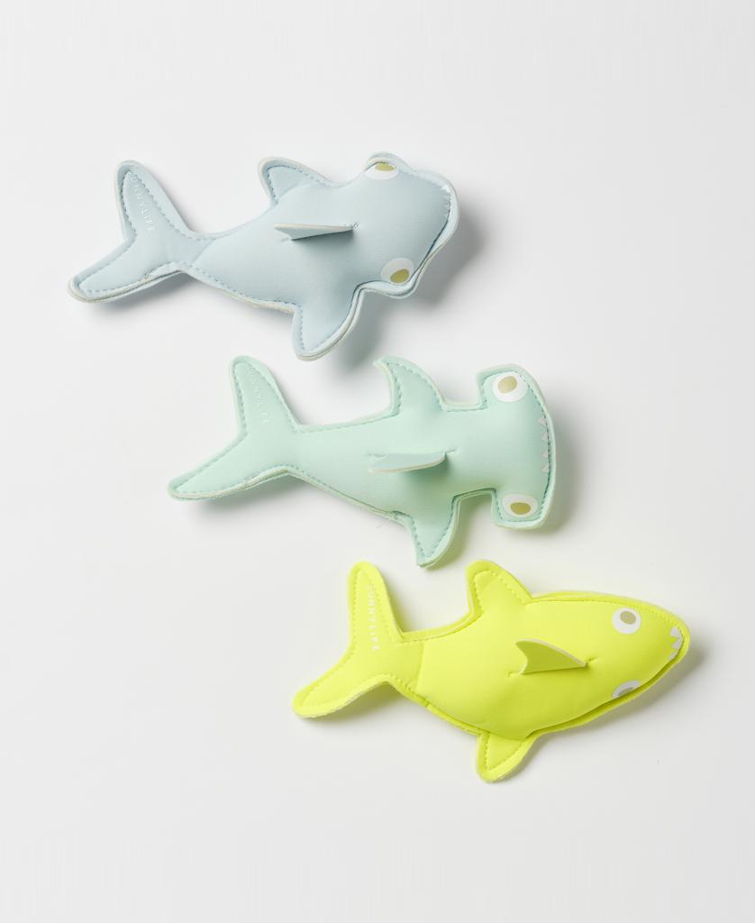 Salty the Shark Dive Buddies | Aqua Neon Yellow Set of 3-Golden Breed