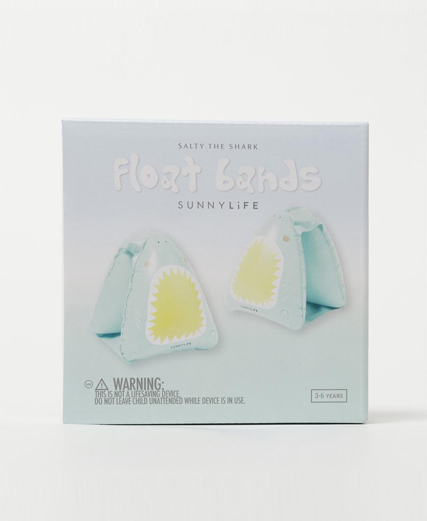 Sunny Life Salty the Shark Float Bands | Aqua: two shark-themed inflatable armbands for children ages 3-6, designed to help kids build swimming skills.