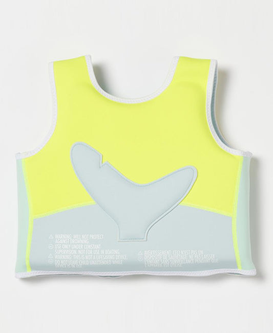 Salty the Shark Swim Vest 2-3 | Aqua Neon Yellow-Golden Breed