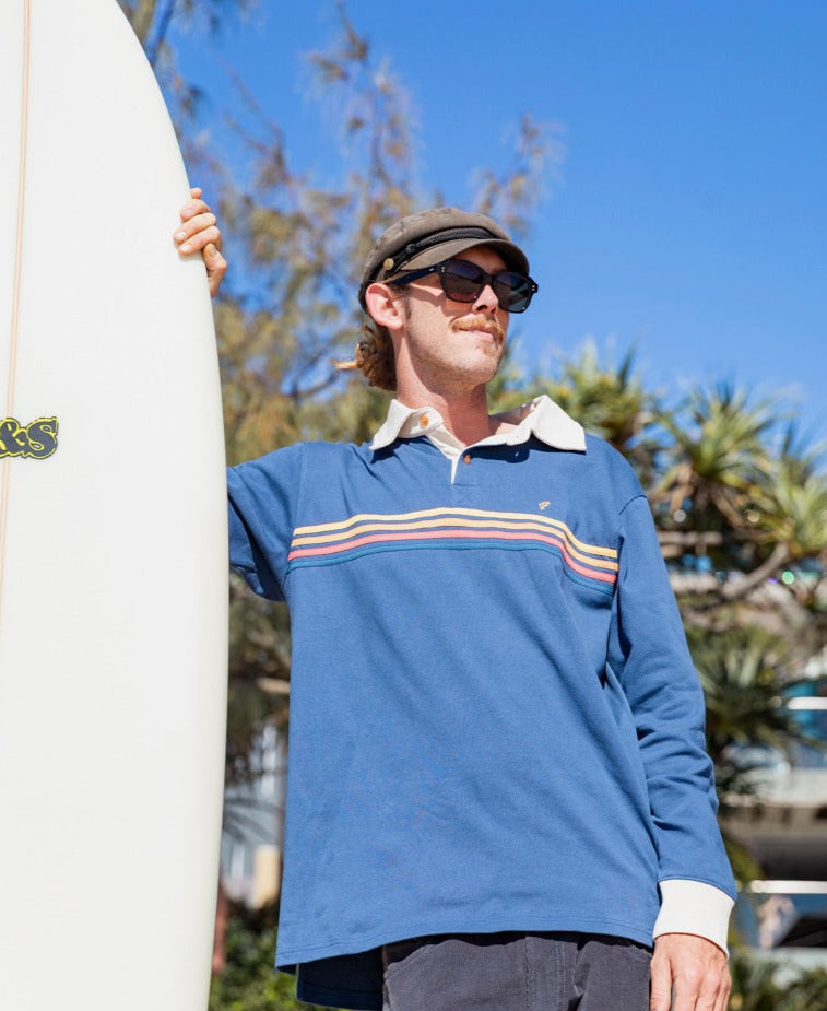 Golden Breed Long Island LS Rugby | Vintage Navy - Polos