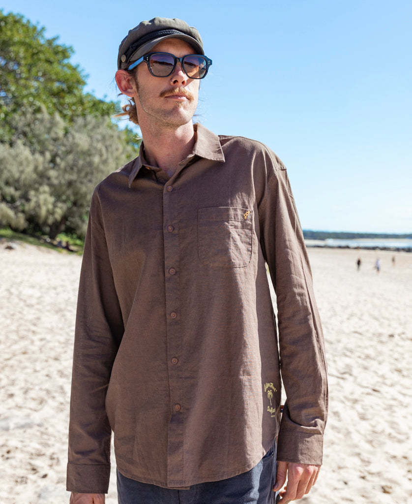 Linen LS Shirt | Wash Brown