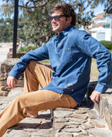 Golden Breed Linen LS Shirt | Vintage Navy - Shirts