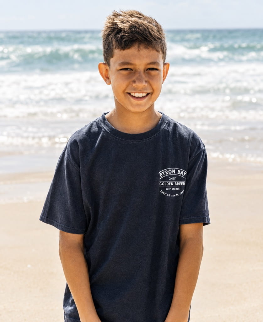Golden Breed Byron Bay Boards Boys Tee | Navy - T-Shirts