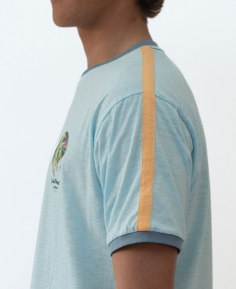 Golden Breed Flying Man Ringer Tee | Turquoise - T-Shirts