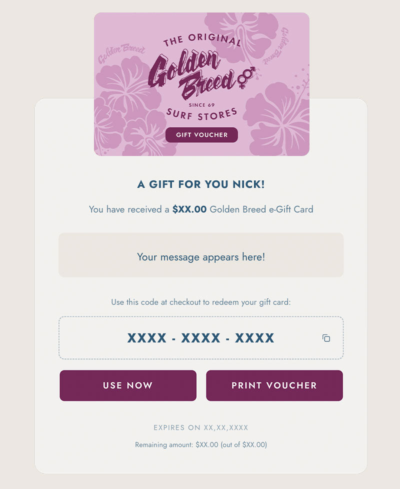 Golden Breed e-Gift Card | Hibiscus - Gift Cards