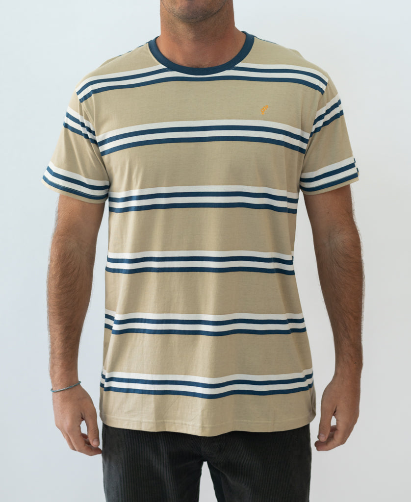 Golden Breed Bay Stripe Tee | Coffee - T-Shirts