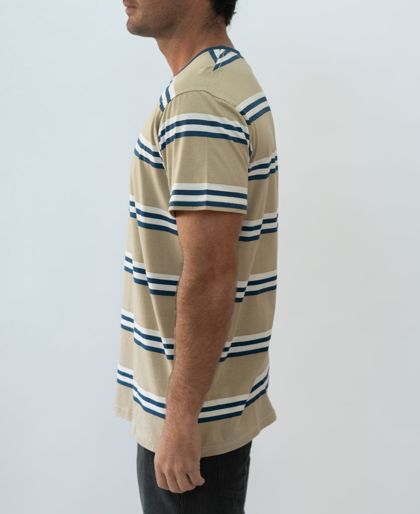 Golden Breed Bay Stripe Tee | Coffee - T-Shirts
