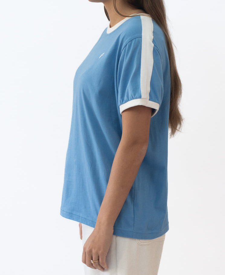 Golden Breed Becca Retro Tee | Surf Blue/Off White - T-Shirts